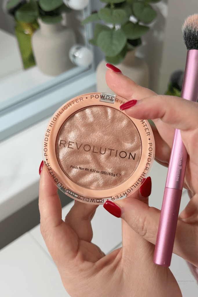 Revolution highlighter in just my type beauty over 40 make up glam soft