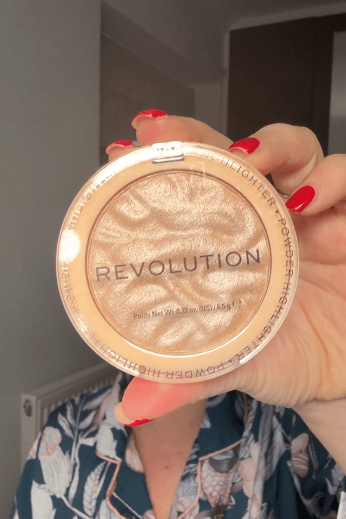 Revolution highlighter in just my type beauty over 40 make up glam soft